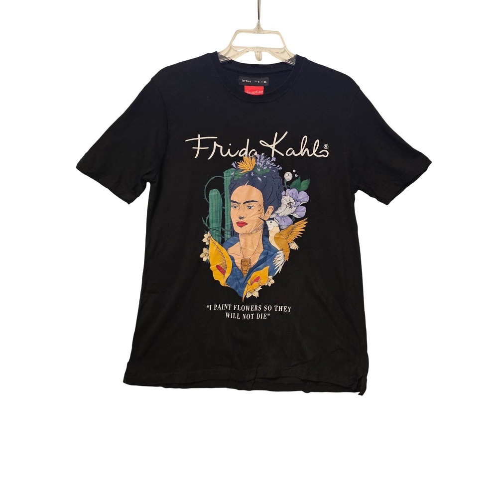 Lefties‎ Frida Kahlo Graphic T-Shirt Black Cotton Short Sleeve Quote Tee Small